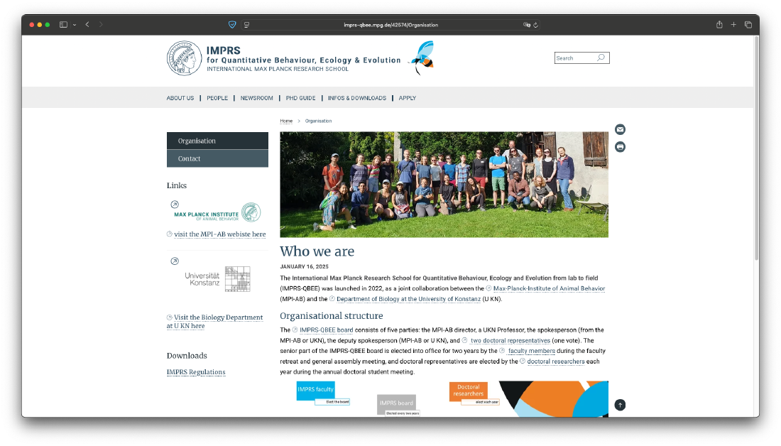 IMPRS QBEE homepage Screenshot